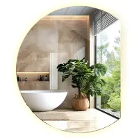 Tulup (63x70 cm) Miroir Rond Coupé Irrégulier Lumineux LED Blanc Chaud Pour Couloir Chambre Et Salon