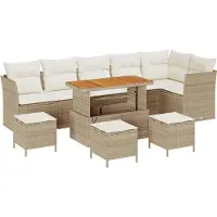 vidaXL Ensemble de canapé de jardin avec coussin avec mémoire 10 pcs Beige et crème
