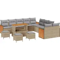 vidaXL Ensemble de canapés de jardin , 18 pièces, 11 places, beige et gris clair