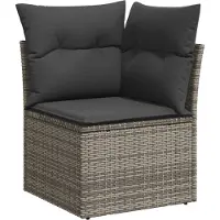vidaXL Ensemble de canapés de jardin , 9 pièces, couleur grise, en résine tressée, capacité : 8 personnes