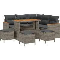 vidaXL Ensemble de canapé de jardin avec coussins avec mémoire Gris Poly Rattan
