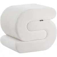 Beliani Pouf Arcadia Tissu Chenille Blanc Cassé 45 Cm 50 Cm 48 Cm