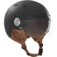 NOX Casque de vélo SR avec visière intégrée – Casque vintage unique avec doublure marron – Noir mat – Taille L