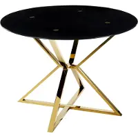 Beliani Table À Manger En Verre Et Acier Noir Et Doré Bosco