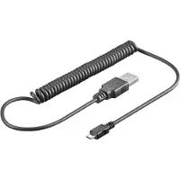 Pro 62334 Câble de charge et de synchronisation Micro USB, câble spiralé, noir, 1 m - pour appareils Android, noir