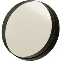 J-Line Miroir rond bord metal noir small