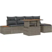 vidaXL Ensemble de canapés de jardin , 6 pièces, gris et marron