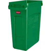 Rubbermaid - Slim Jim avec fentes d'aération 60 litres - Polyéthylène - Vert