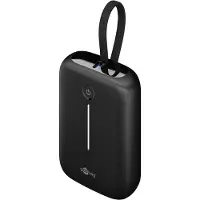 Goobay 76251 Powerbank 10.000 mAh avec câble USB-C intégré, noir, 0,13 m - 20 W, Travel Essential compact avec Power Delivery et Quick Charge pour le mode de charge rapide