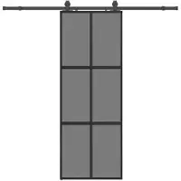 vidaXL Porte coulissante avec ferrure noire 76x205 cm verre trempé