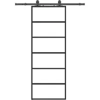 vidaXL Porte coulissante avec ferrure noire 76x205 cm verre ESG