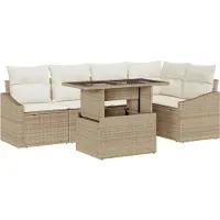 vidaXL Ensemble de canapé de jardin avec coussin avec mémoire 6 pcs Beige et Crème