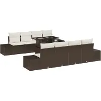 vidaXL Ensemble de canapés de jardin , 9 pièces, couleur marron et crème