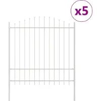 vidaXL Clôture de jardin 5 pièces Blanc 170 x 215 cm Acier thermolaqué