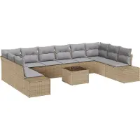 vidaXL Ensemble de canapés de jardin , 10 pièces, 9 places, beige et gris clair