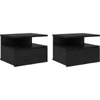 vidaXL Table de nuit flottante 2 pcs Chêne noir 40 x 31 x 27 cm