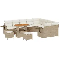 vidaXL Ensemble de canapés de jardin , 12 pièces, 11 places, beige et crème