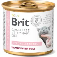 Brit Veterinary Diet Veterinary Diet Chat - Sans céréales, Hypoallergénique- Boîte- 6x200g