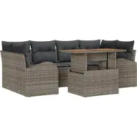 vidaXL Ensemble de canapé de jardin avec coussins 7 pcs Gris