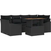 vidaXL Ensemble de canapés de jardin , 7 pièces, noir et marron