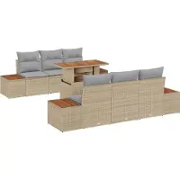 vidaXL Salon de jardin avec coussins 7 pcs Beige et Gris
