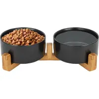 S.old Gamelle chien - Abreuvoir - Avec support - 2x 800 ml - Taille M - Noir