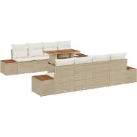 vidaXL Salon de jardin avec coussins 9 pcs Beige et Crème