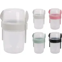 Excellent houseware Gobelet à salade, Lunch box, Multicolore, Pink, Gris, Vert, Noir, Rose, Beige