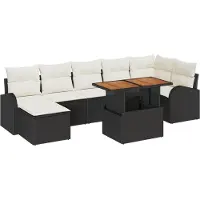vidaXL Ensemble de salon de jardin , 8 pièces, noir et crème