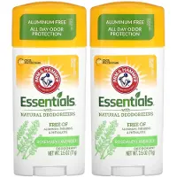 Arm & Hammer , Essentials avec Désodorisants Naturels, Déodorant, Romarin Lavande, Pack de 2, 2,5 oz (71 g) Chacun