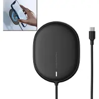 Baseus Light Magnetic Wireless Charger Chargeur rapide Chargeur sans fil Gaming compatible avec les smartphones , noir