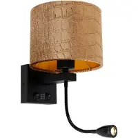QAZQA Applique murale noire avec abat-jour en velours effet crocodile 18 cm - Brescia