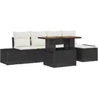 vidaXL Salon de jardin avec coussins 6 pcs noir et crème