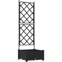 vidaXL Bac à fleurs avec Treillis Noir 40 x 40 x 125.5 cm PP