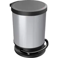 Rotho Paso Pedal Bin Round 20L Silver Metallic