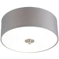 QAZQA Plafonnier rond rustique gris 30 cm - Drum