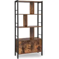 Vasagle Étagère de rangement, Bibliothèque à 4 niveaux, structure stable en acier, Marron Rustique et Noir