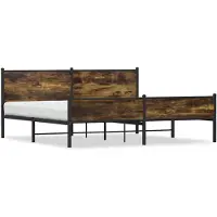vidaXL Lit métallique sans matelas chêne fumé 200x200 cm