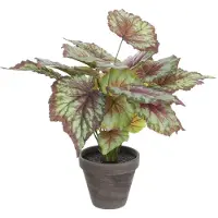 Mica Decorations Plante Artificielle Begonia en Pot de Fleur Stan - H40 x Ø38 cm - Rouge