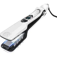 Sansbeauté Steam Straightener - Lisseur à vapeur - Plaques larges - Lisseur professionnel - Lisseur à vapeur - Blanc