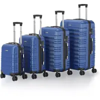 Juskys Ensemble de valises à roulettes / Ensemble de valises Rome - 4 pièces - Bleu - ABS