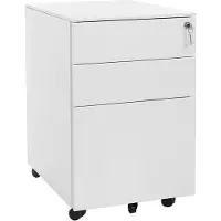Songmics Caisson De Bureau Metal, Avec Roulettes Et Serrure, Pour Documents Et Dossier Suspendu