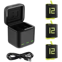 Telesin Chargeur 3 canaux + 3 batteries pour Gopro Hero 12 / 11 / 10 / 9 (Gp-Bnc-902-B)