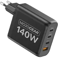 MOJOGEAR Charge+ 140W Gan USB Power Adapter (MG-C02) (140 W, 4 ports), Chargeur USB, Noir