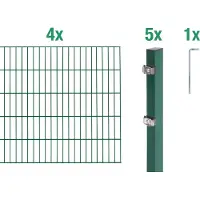 Alberts Clôture en panneaux à double face, modèle 649227, vendue en kit complet de 10 pièces, de couleur verte, hauteur 100 cm, longueur totale 8 mètres