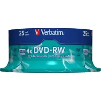Verbatim DVD-RW 4.7 Go (120 min) 4x - 25 supports - argent mat - spindle