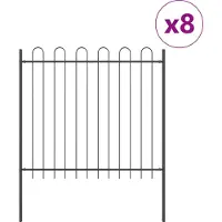 vidaXL Clôture de jardin 8 pièces Gris 13,6 x 1,5 m Acier thermolaqué