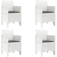 vidaXL : Ensemble de 4 chaises de jardin, blanches, en polypropylène