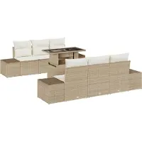 vidaXL Ensemble de salon de jardin , 7 pièces, beige et crème