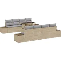 vidaXL Ensemble de canapés de jardin , 9 pièces, beige et gris clair